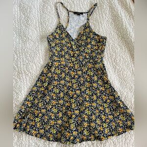 Navy Floral Forever 21 Mini Skater Dress